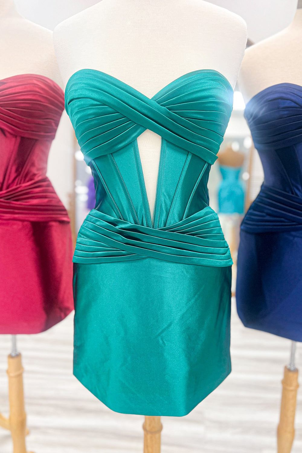 Dark Green Sweetheart Corset Tight Short Homecoming Dress/Mini Dress