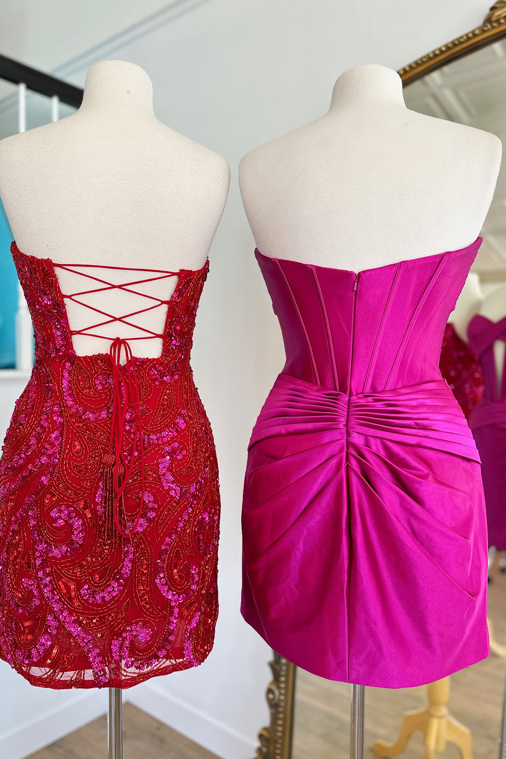 Simple Golden Corset Strapless Tight Short Homecoming Dress/Mini Dress