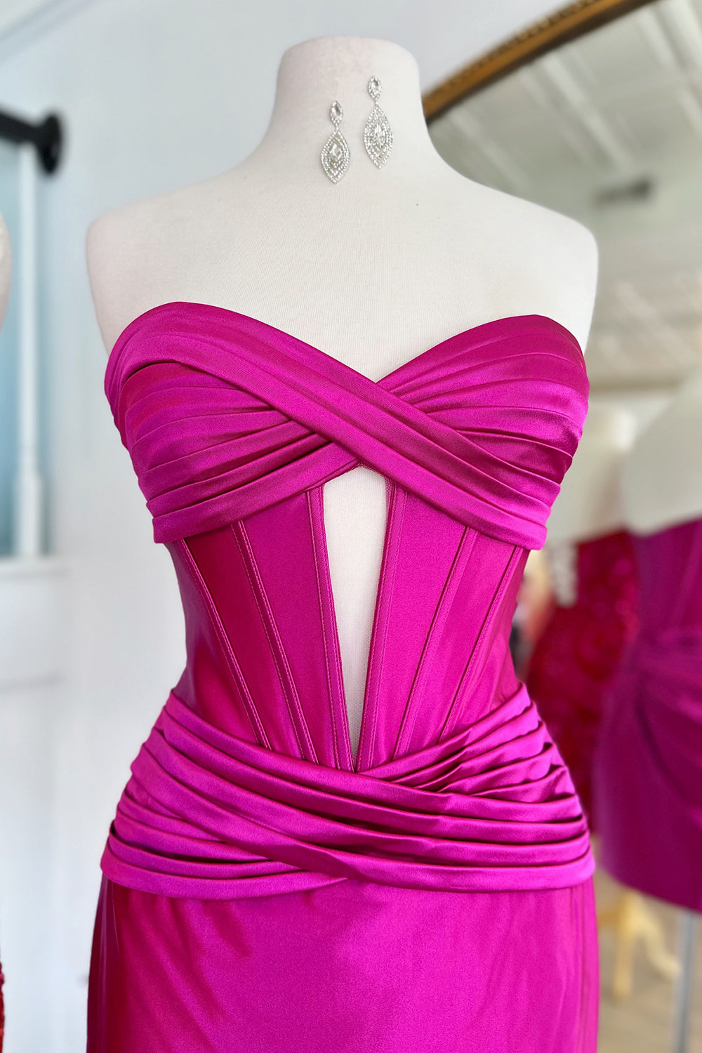 Hot Pink Corset Sweetheart Tight Short Homecoming Dress/Mini Dress