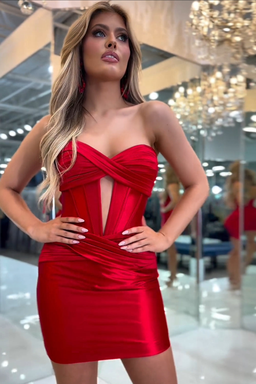 Hot Pink Corset Sweetheart Tight Short Homecoming Dress/Mini Dress