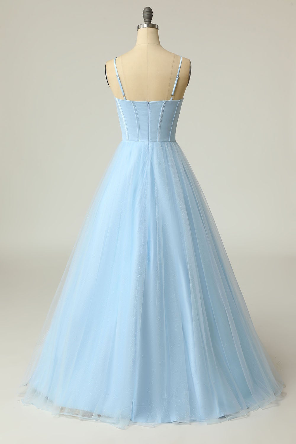 Long Light Purple Prom Dress with Spaghetti Straps in A-Line