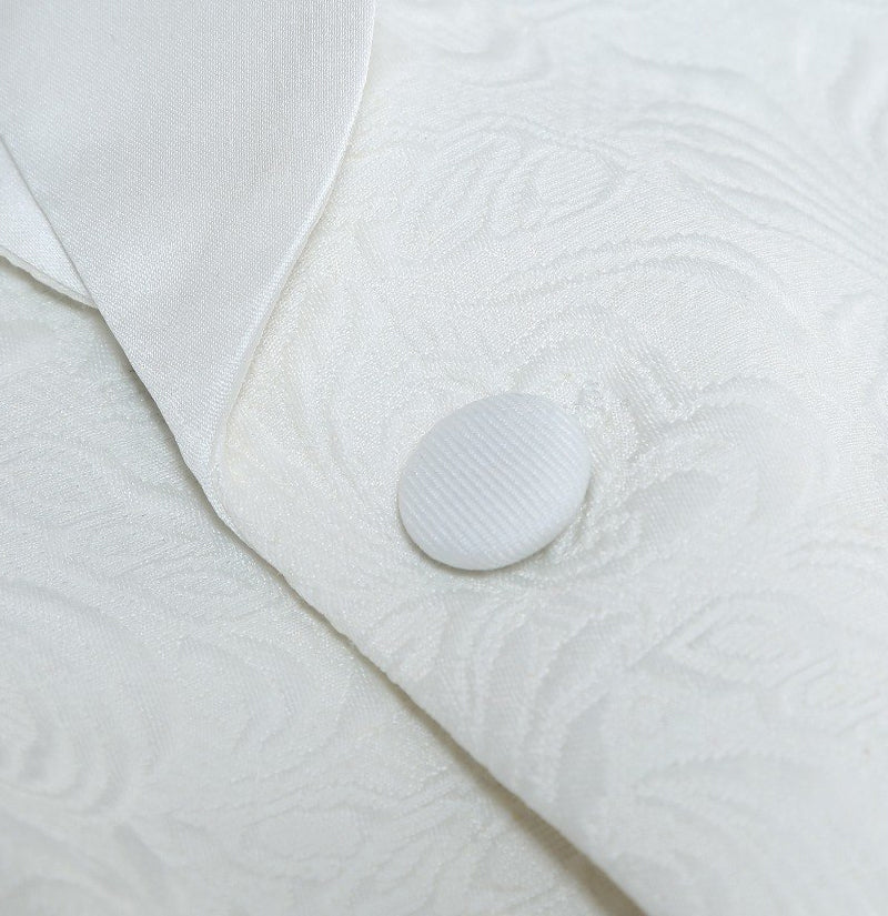 Elegant Two-Piece Shawl Lapel White Jacquard Wedding Groom Suits