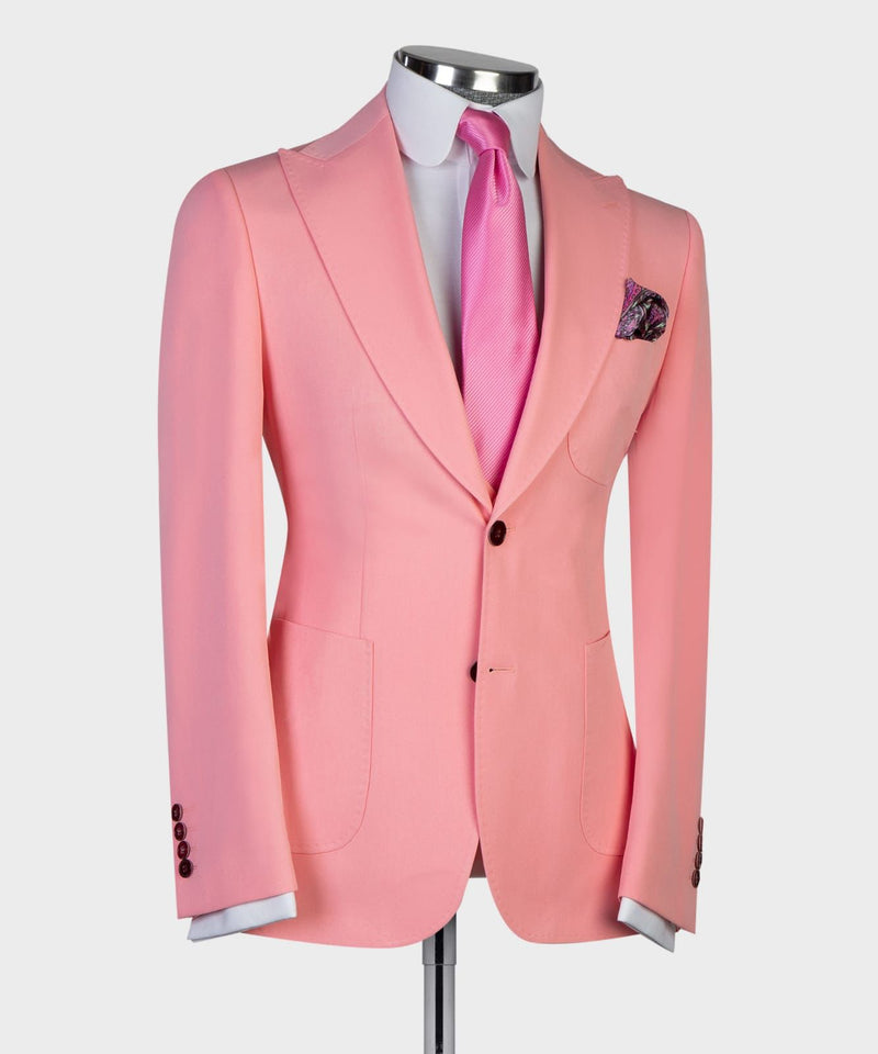 Fashion Pink Three-Piece Best Wedding Suits for Groom with Peaked Lapel