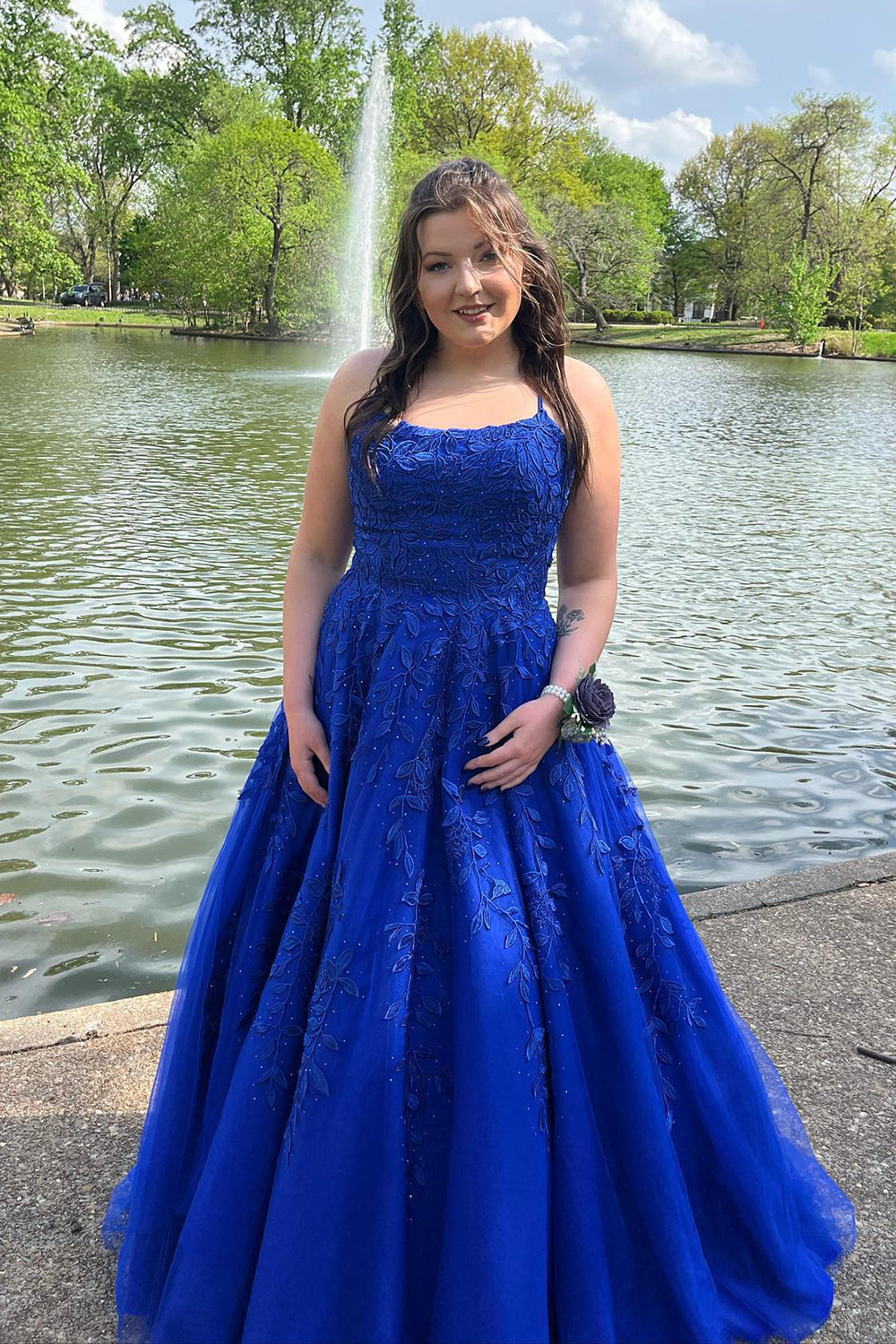 Yellow Princess Prom Dress with Spaghetti Straps