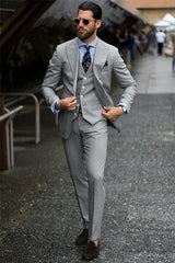 Classic Grey Three-Piece Suits for Prom Male Groom Suit