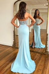 Black Sweetheart Prom Dress with Sparkly Mermaid Beading and Slit