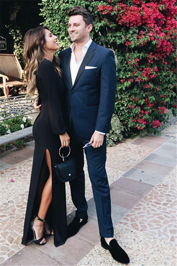 Navy Blue Bespoke Party Prom Suit for Boy with Notch Lapel