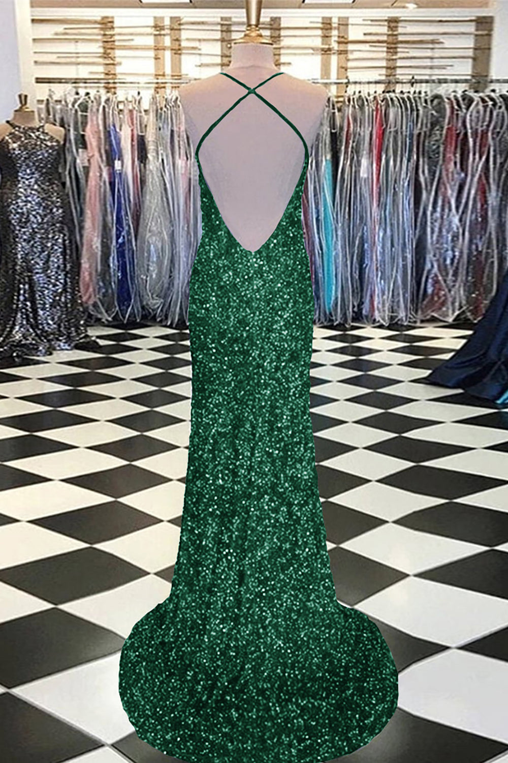 Mermaid Prom Dress with Royal Blue Sequins