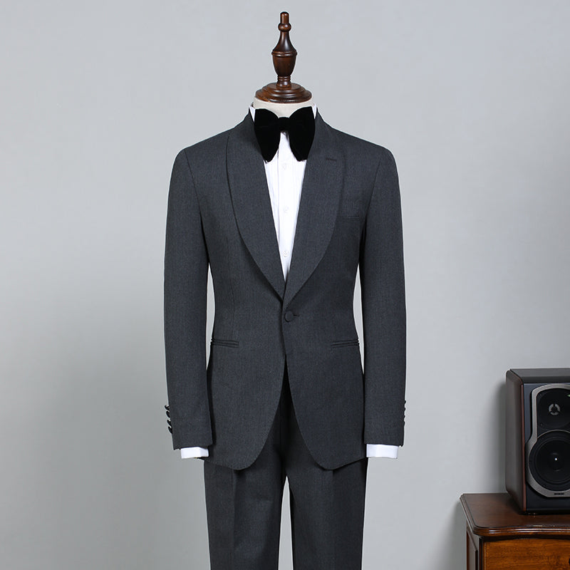 Nelson All-Black One-Button Slim-Fit Wedding Suit for Grooms