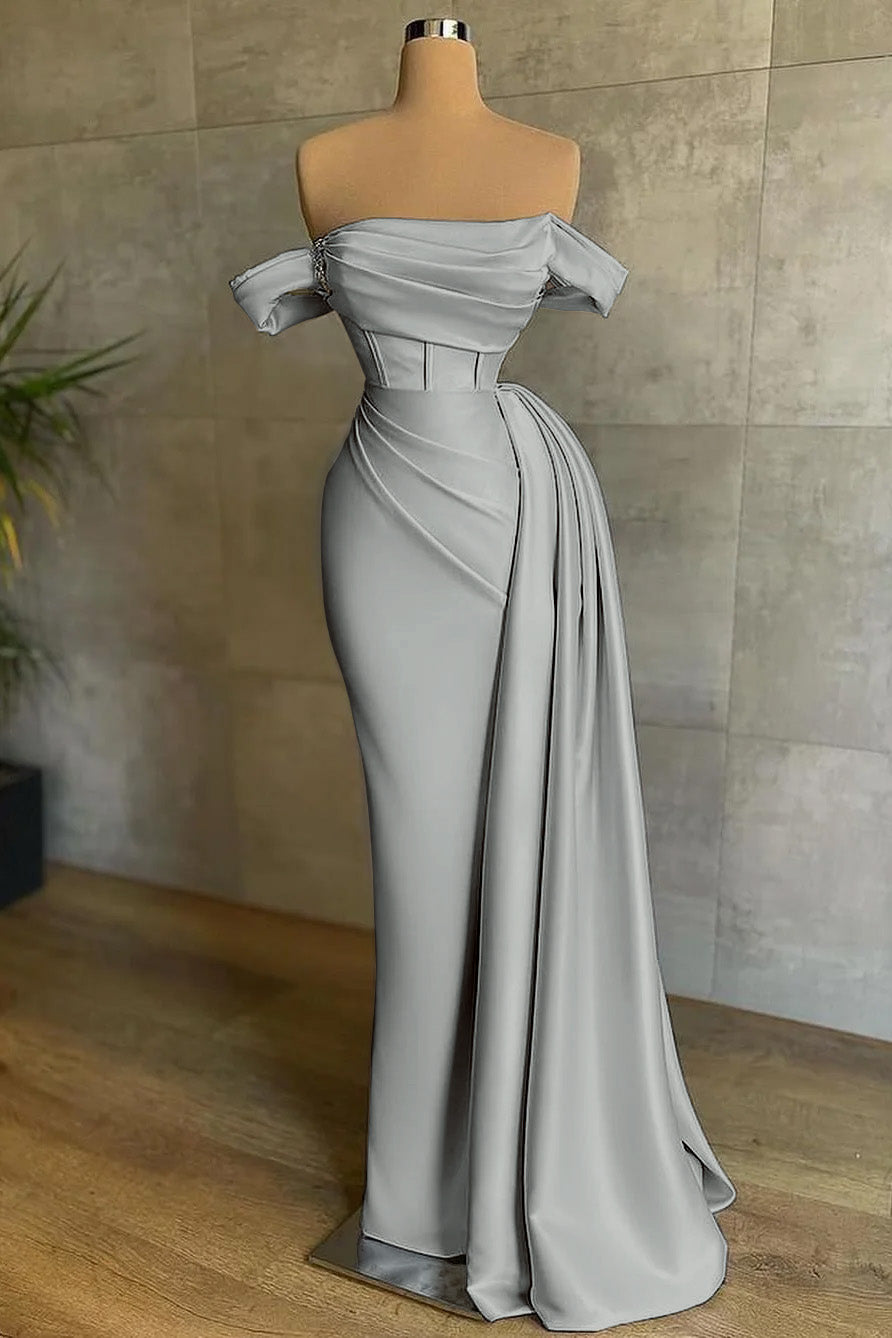 Nobel Off-the-Shoulder White Strapless Mermaid Evening Dress With Ruffles