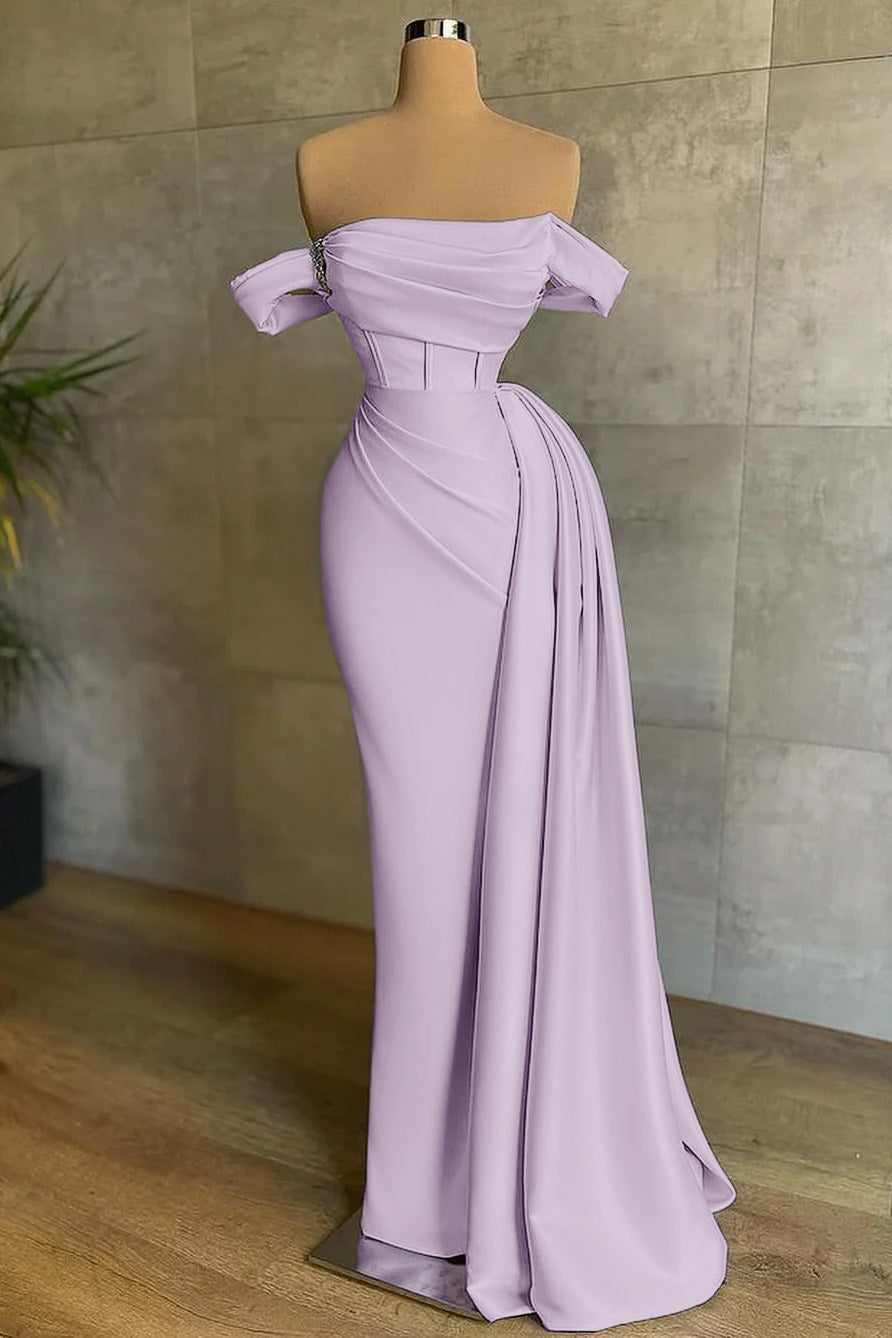 Nobel Off-the-Shoulder White Strapless Mermaid Evening Dress With Ruffles