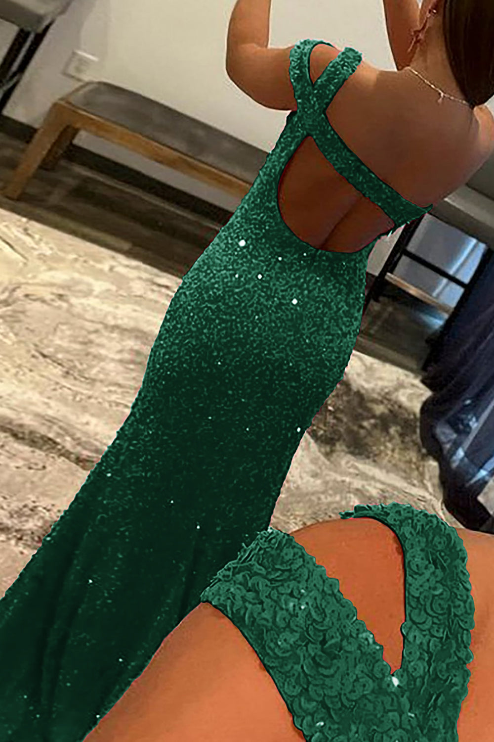 One Shoulder Fuchsia Prom Dress with Sequins