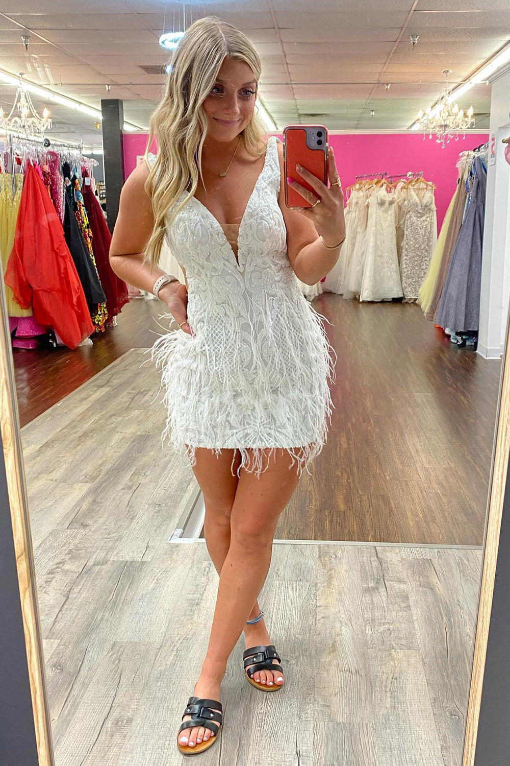 Sparkly Blue Sequined Tight Short Homecoming Dress/Mini Dress with Feathers