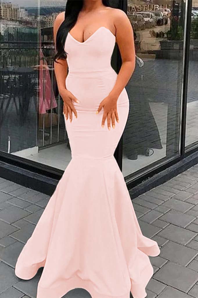 Sweetheart Mermaid Yellow Evening Dress
