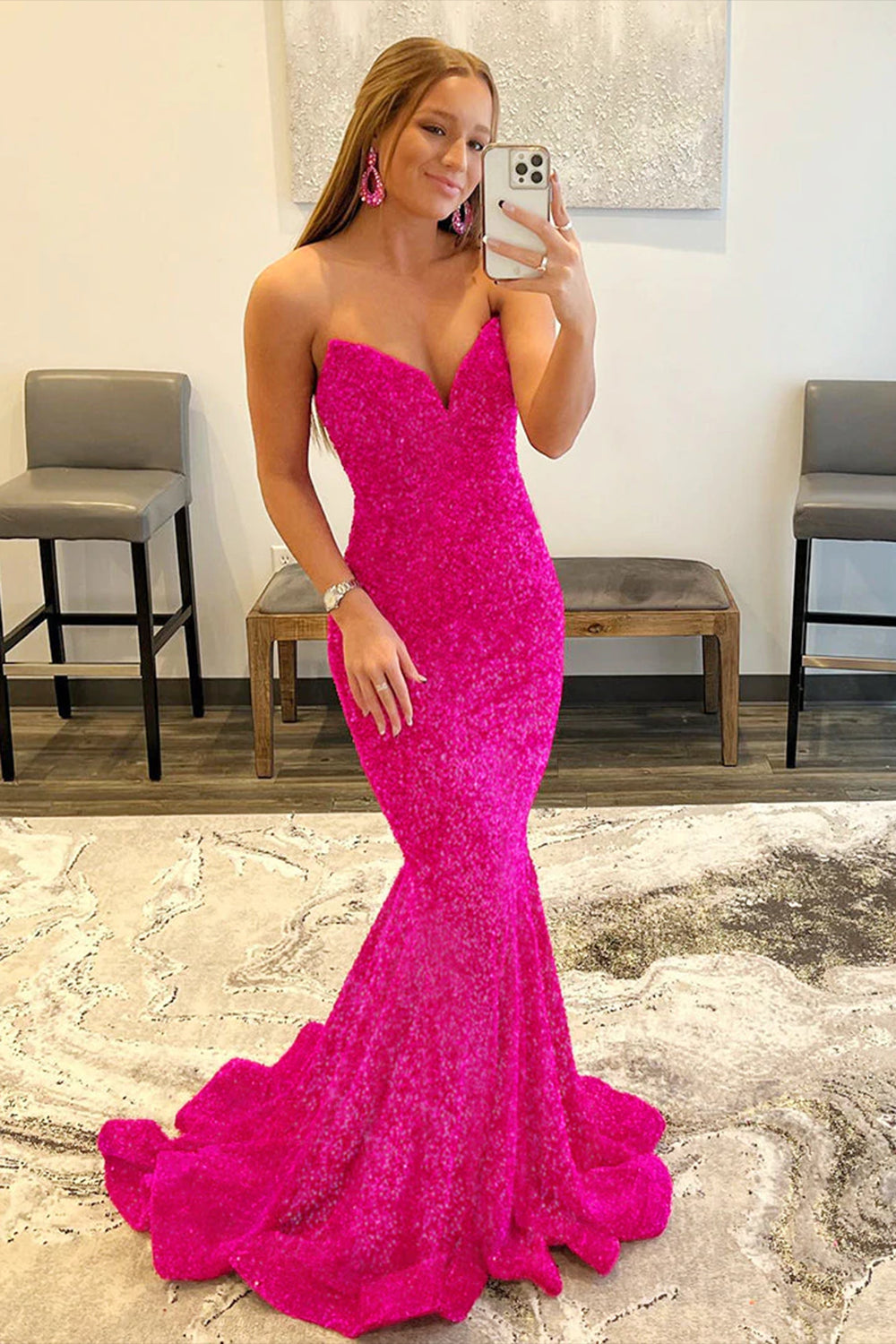 Dark Green Sequined Long Prom Dress with Sweetheart Mermaid Silhouette