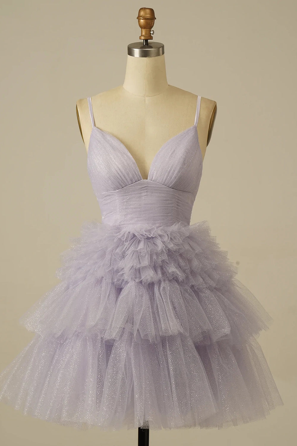 Glitter Black Tiered Spaghetti Straps Short Homecoming Dress/Mini Dress