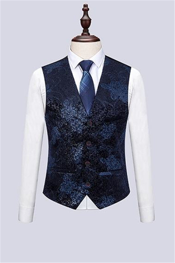 Gentle Navy Blue Tuxedos Wedding Suit for Groom Classic Morning Suit