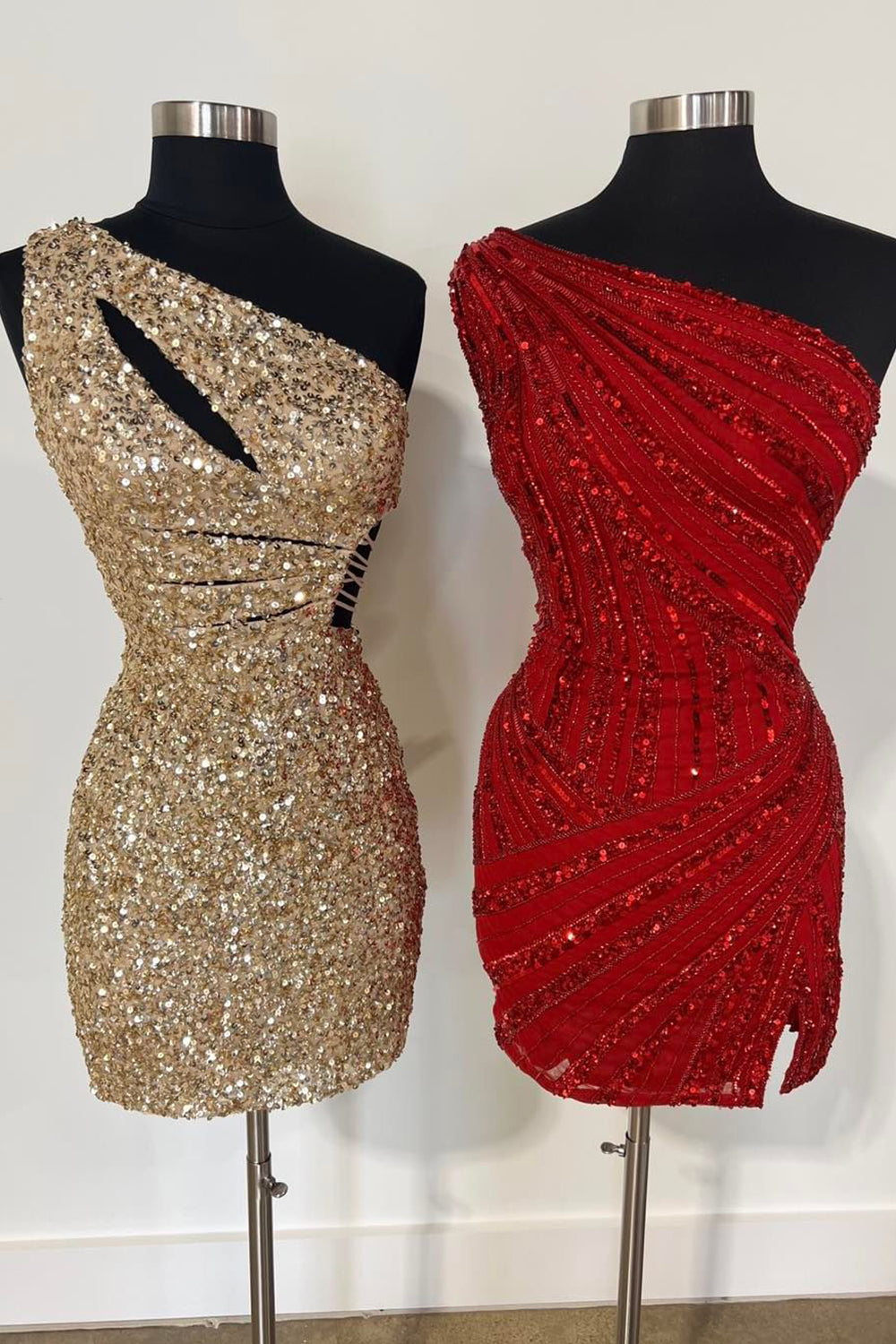 Sparkly Purple One Shoulder Cut Out Sequins Tight Short Homecoming Dress/Mini Dress