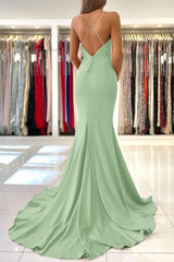Red Spaghetti Strap Mermaid Long Evening Dress