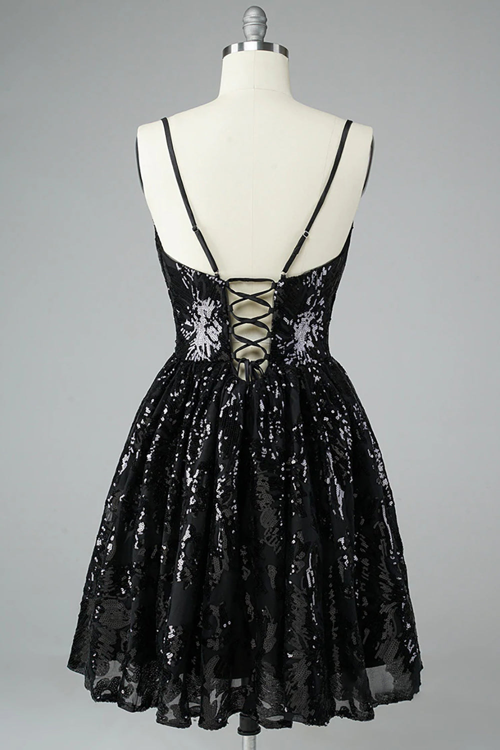 Glitter Black Lace Sequins Homecoming Dress/Mini Dress