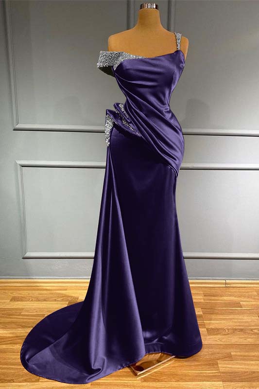 Long Mermaid Off-The-Shoulder Ruffles Evening Dress With Beads