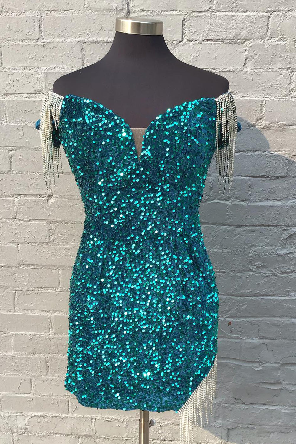 Sparkly Green Fringed Sequins Tight Short Homecoming Dress/Mini Dress