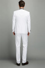 Elegant Slim Fit White Shawl Lapel Wedding Groom Suits