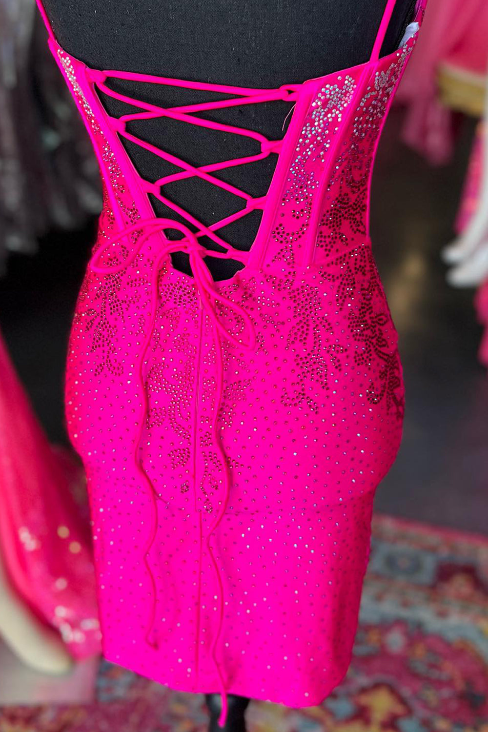 Sparkly Blue Beaded Corset Lace-Up Back Tight Short Homecoming Dress/Mini Dress