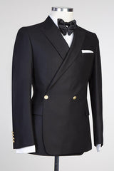 Modern Black Wedding Suit for Men with Peaked Lapel