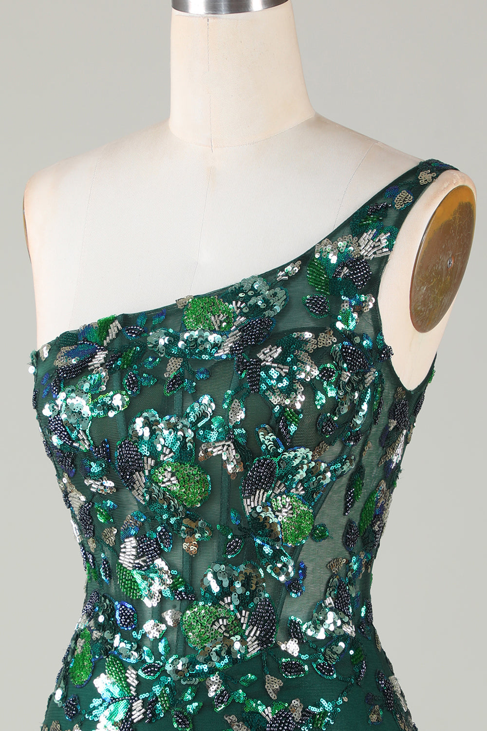 Sparkly Dark Green Tight Short Beaded Homecoming Dress/Mini Dress with Feathers