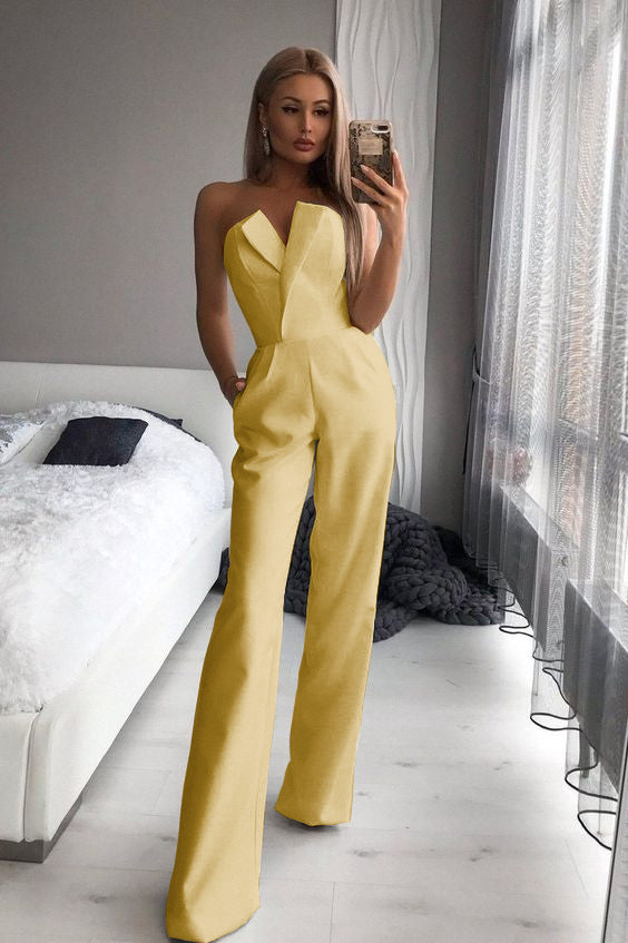 Gorgeous Strapless White Jump Suit