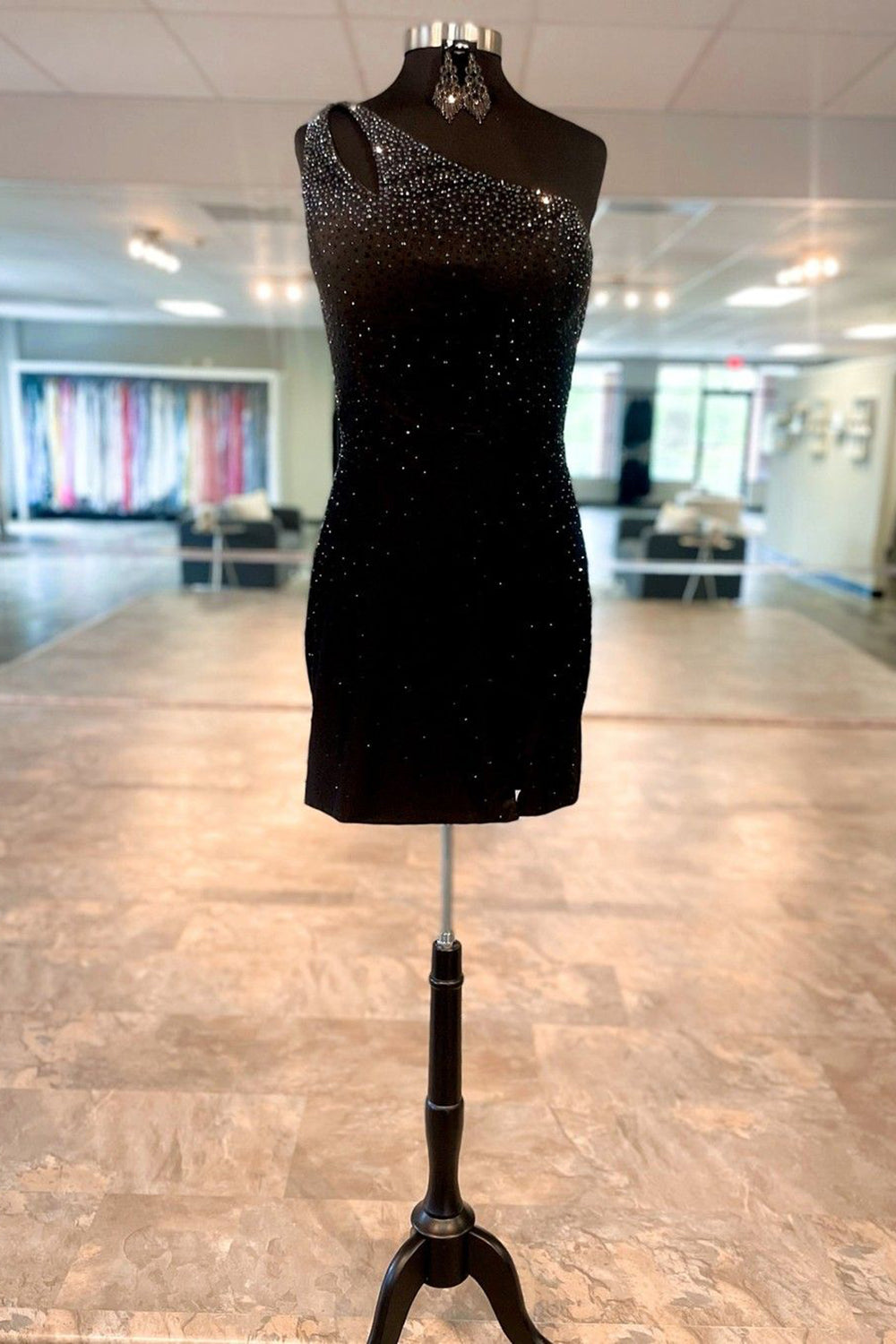 Glitter Royal Blue One Shoulder Sequins Tight Short Homecoming Dress/Mini Dress