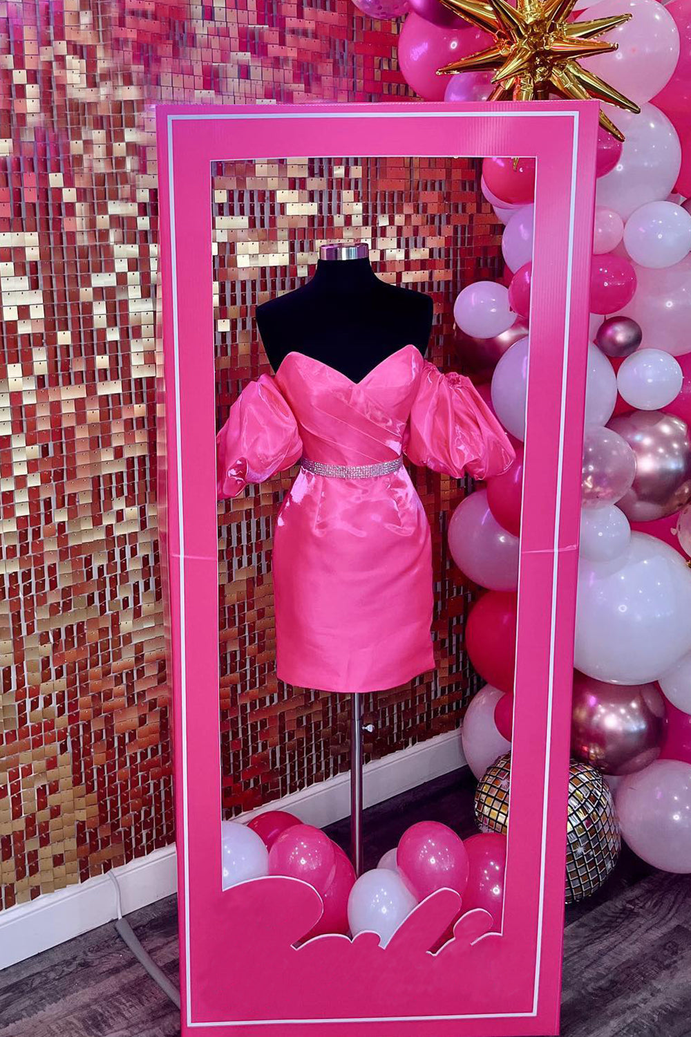 Sparkly Fuchsia Sequined Sweetheart Tight Short Homecoming Dress/Mini Dress