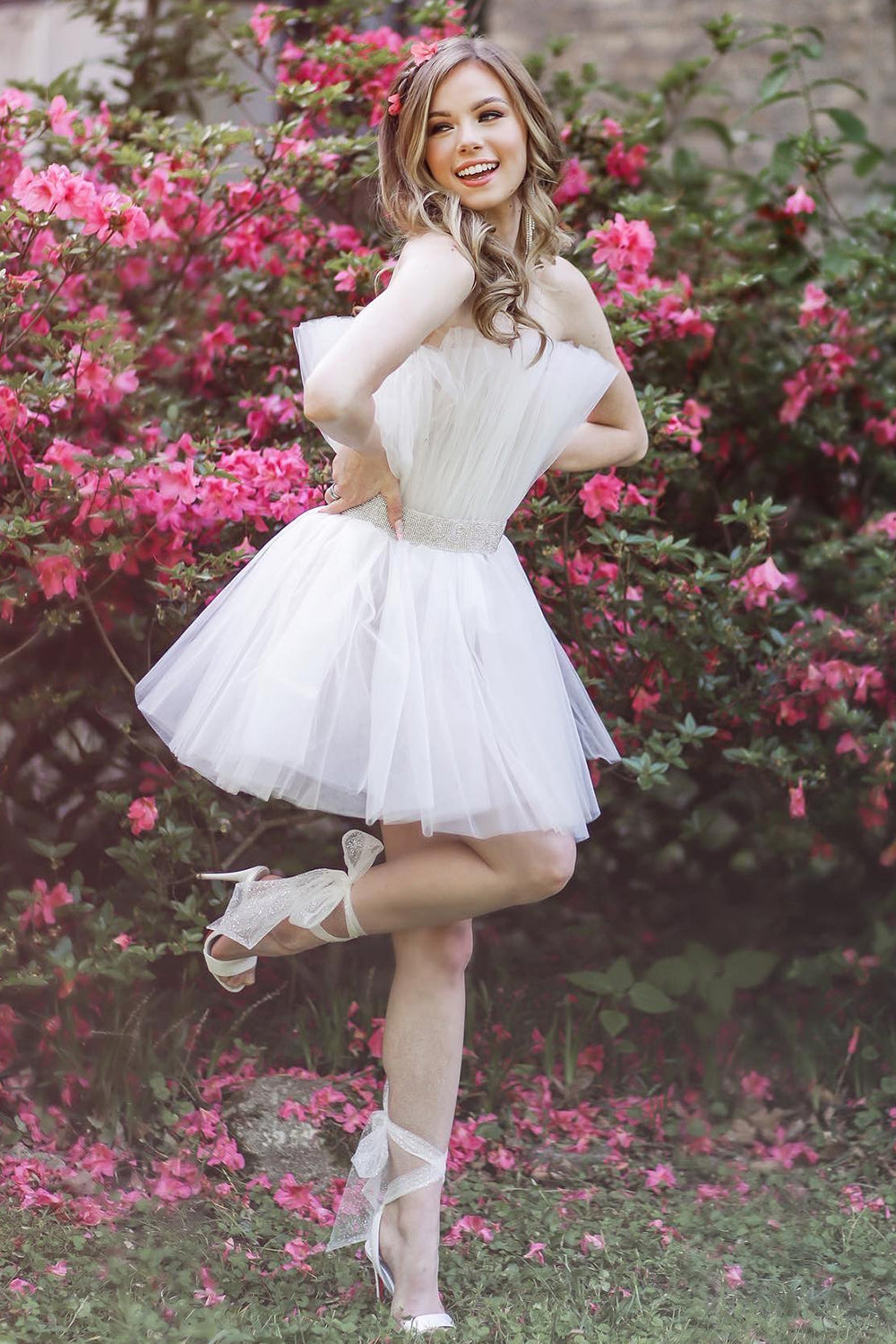White Strapless A-Line Short Homecoming Dress/Mini Dress