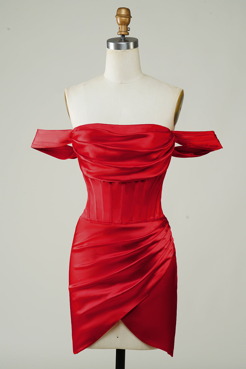 Red Off the Shoulder Asymmetrical Tight Short Homecoming Dress/Mini Dress