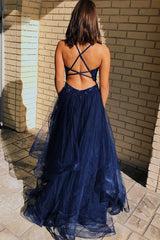 Prom Dress with Navy Glitter