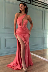 Mermaid One Shoulder Evening Dress With Slit