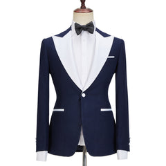 Tyler Stylish Slim Fit Navy Blue Peaked Lapel Three-Piece Men's Suits