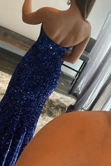 Royal Blue Sequin Mermaid Gown for Prom