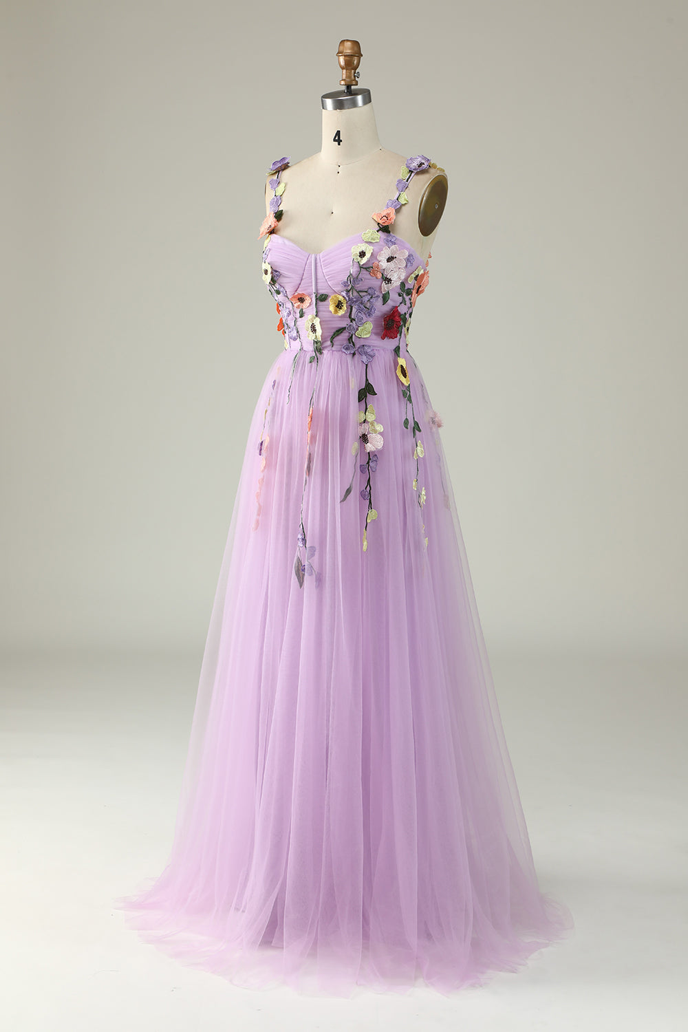 Champagne Long Prom Dress with Spaghetti Straps and Appliques in A-Line Style