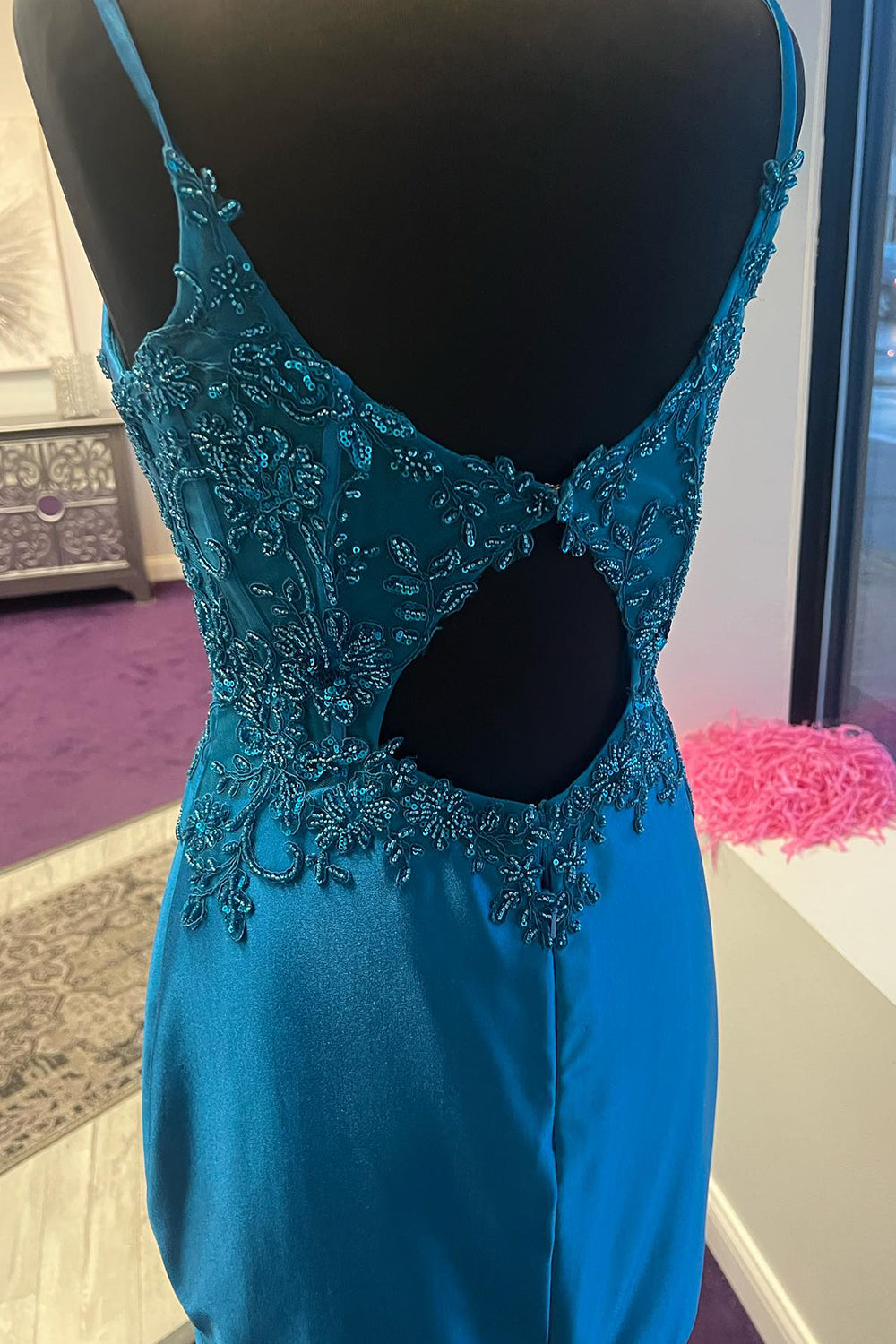 Blue Corset Open Back Tight Short Homecoming Dress/Mini Dress with Appliques