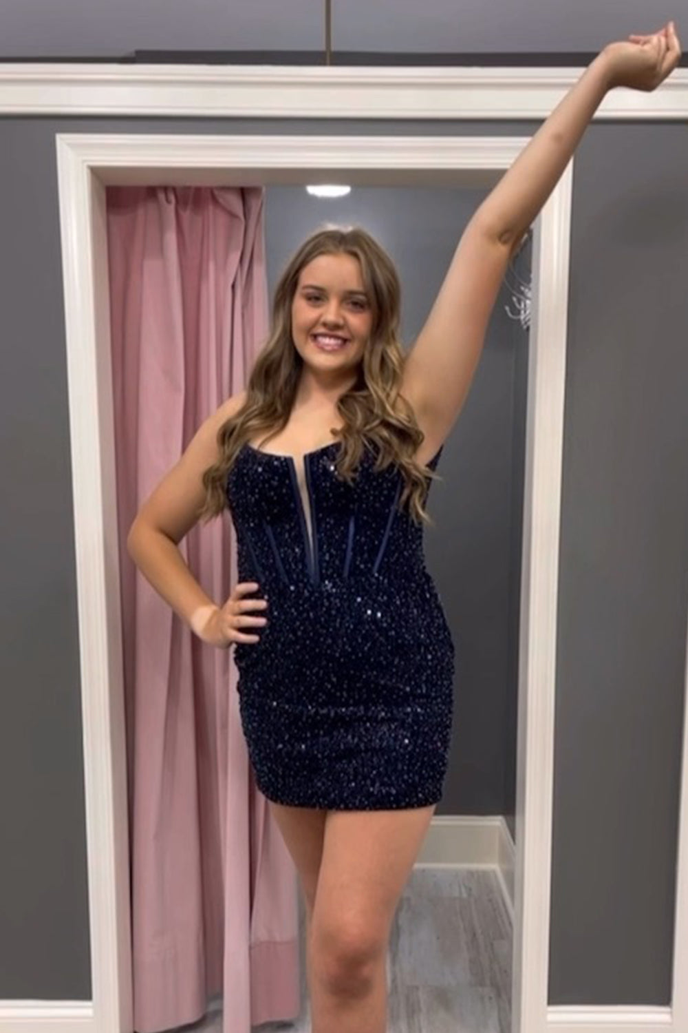 Sparkly Royal Blue Corset Sequined Tight Short Homecoming Dress/Mini Dress