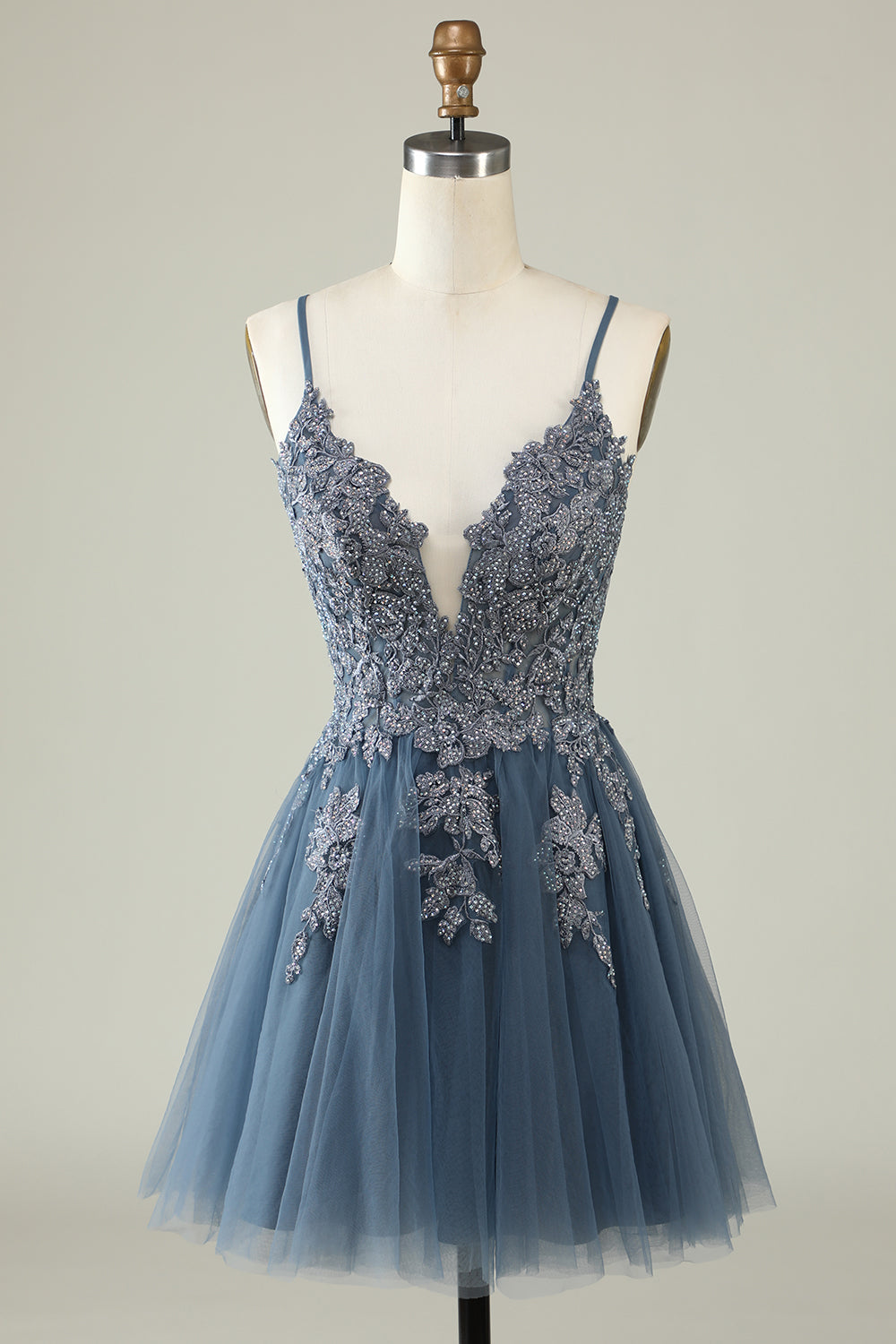 Blush A-Line Tulle Short Homecoming Dress/Mini Dress with Appliques