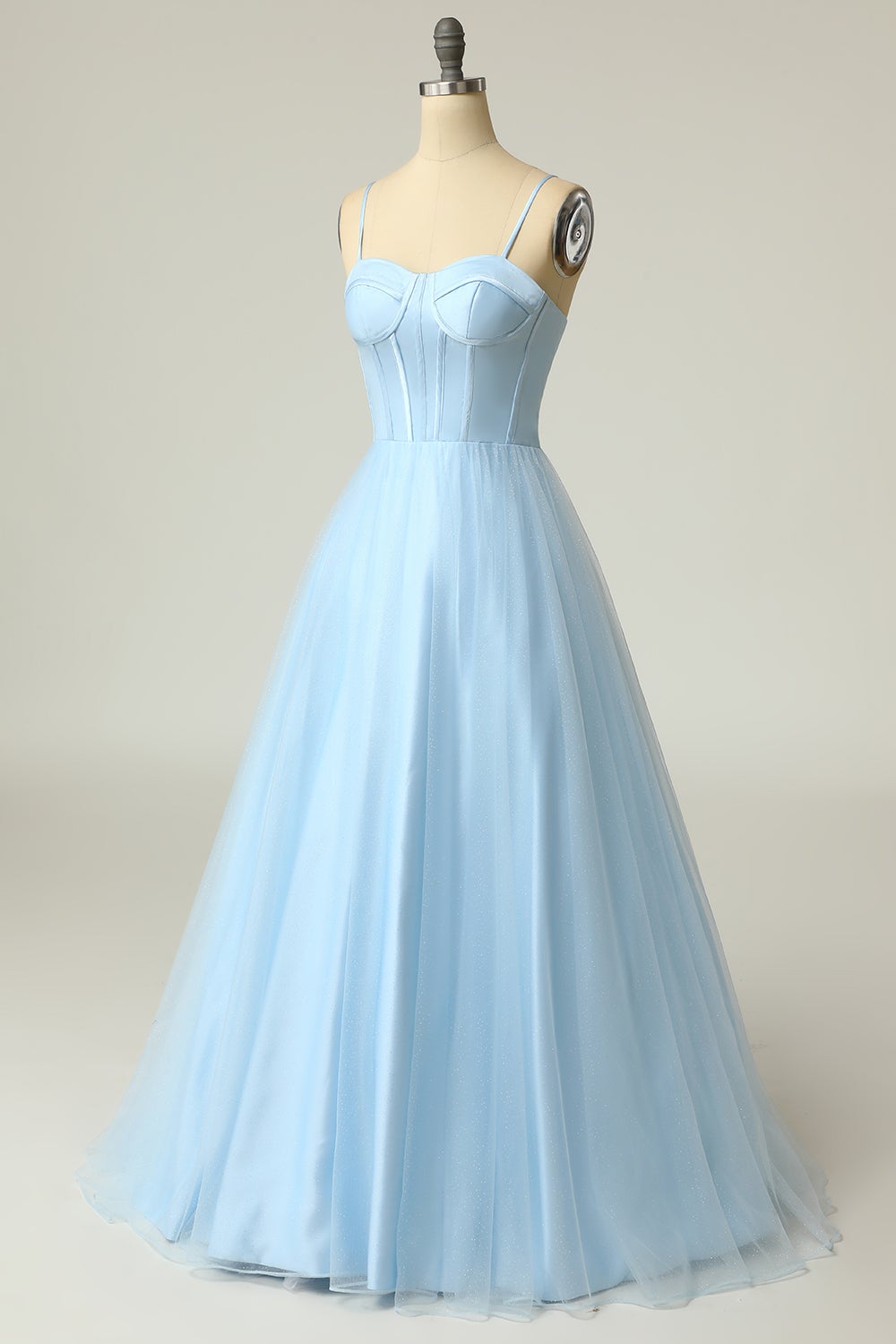 Long Light Purple Prom Dress with Spaghetti Straps in A-Line