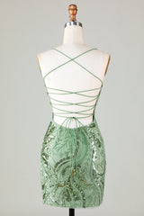 Glitter Green Sequins Tight Beaded Short Homecoming Dress/Mini Dress