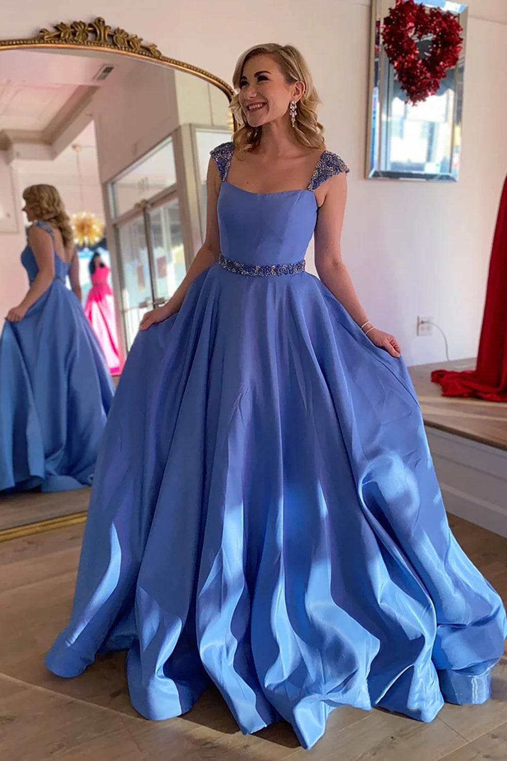 Long A-line Prom Dress in Elegant Blue Lavender