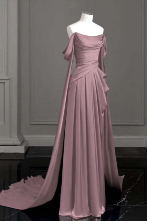 Off the Shoulder Strapless Sleeveless Long Formal Dress With Pleated