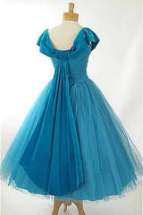 Peacock Blue Square Neck A Line Homecoming Dress/Mini Dress