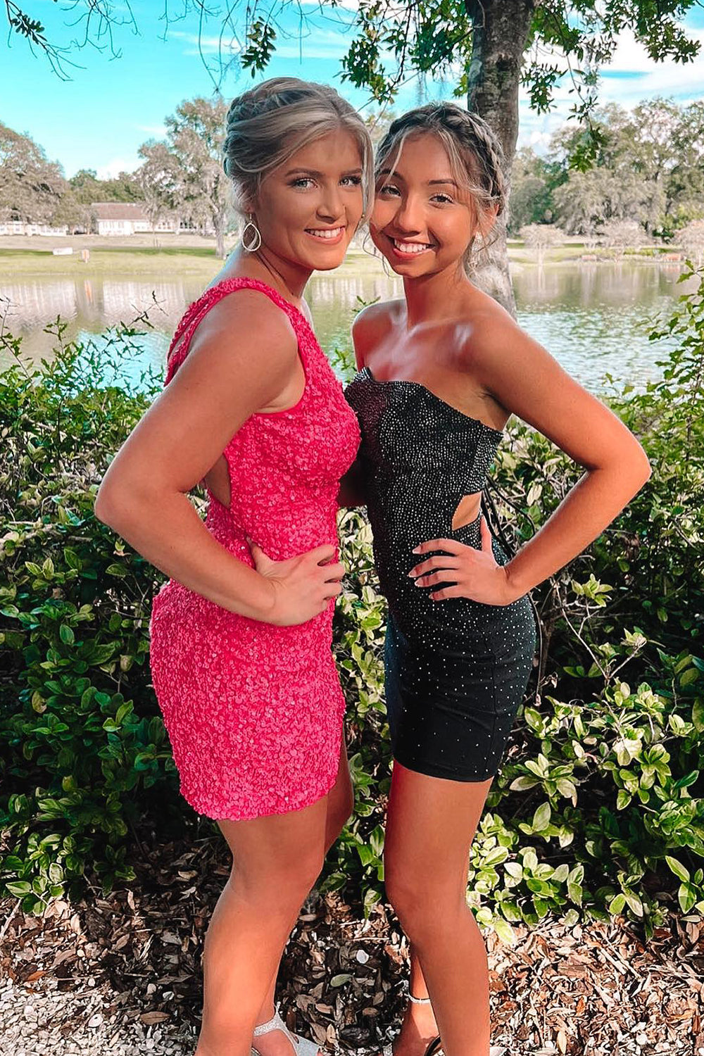 Tight Yellow Open Back Sequins Homecoming Dress/Mini Dress