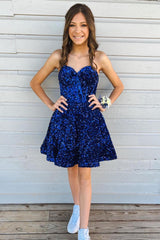 Sparkly White Corset Sweetheart A-Line Short Homecoming Dress/Mini Dress with Pockets